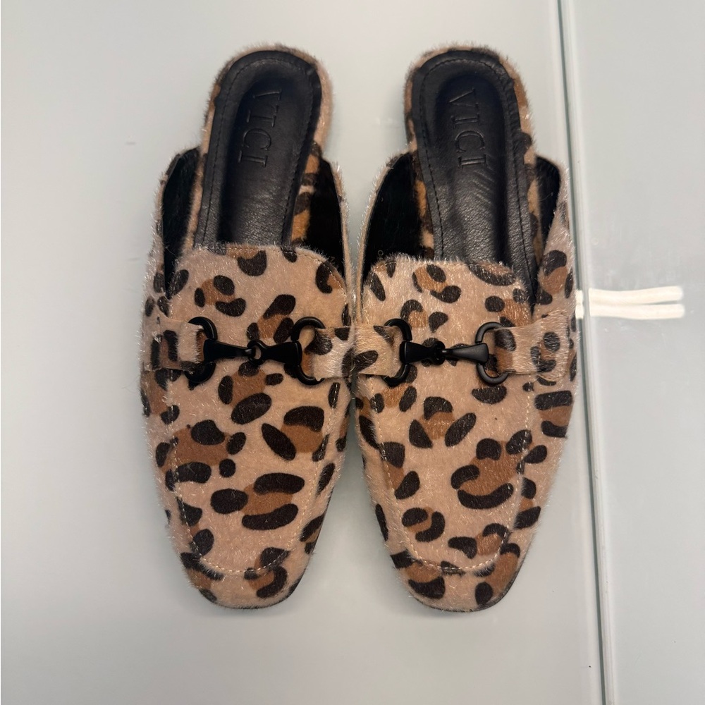 VICI Leopard Print Faux Fur Loafers Size 10